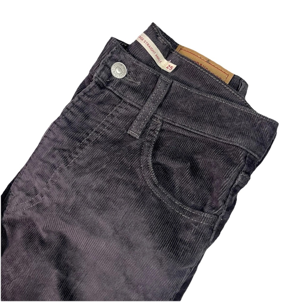 Levi's Ribcage Straight Ankle Corduroy Jeans 25x27‎ Black Pearl Charcoal EUC